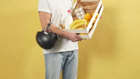 Portrait of young delivery man Stock Footage 122803830