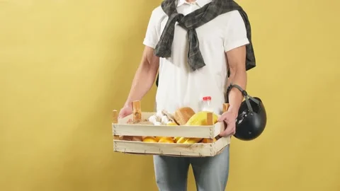 Portrait of young delivery man Stock Footage 124004737