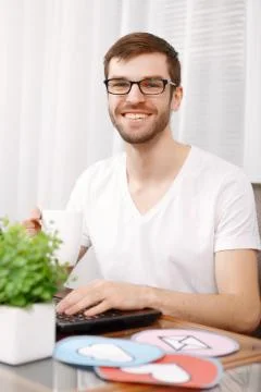 Portrait of a young developer working 写真素材