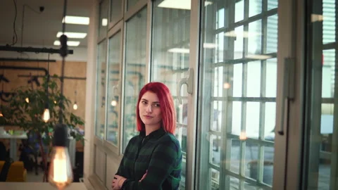 Portrait of young female developer as a successful independent businesslady p Stock Footage 164117054