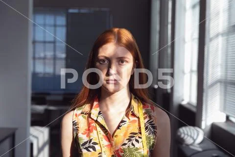 Portrait of a young female fashion student at college Stock Photos