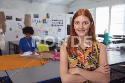 Portrait of a young female fashion student at college Stock Photos