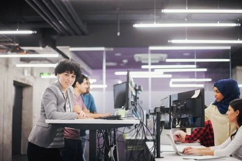Portrait of young female software developer Stockfoto's