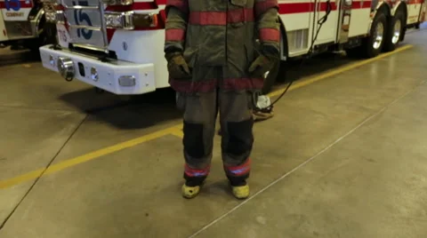 Portrait of a young fireman, Handheld  Video stock 66548730