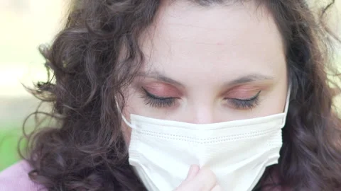 Portrait Of A Young Girl In A Medical Mask Stock Footage