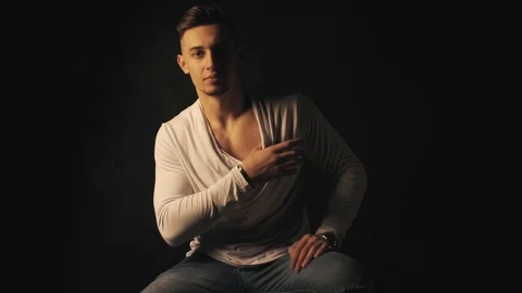 Portrait of a young guy Video stock 100168057