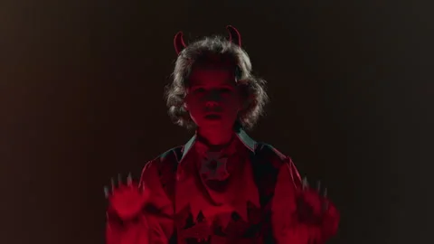 Portrait of Young Halloween Vampire with Split Personality Stock Footage 285000714