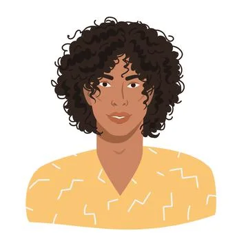 Portrait of a young handsome guy with afro hairstyle. Avatar of metis man. La Stock Illustration
