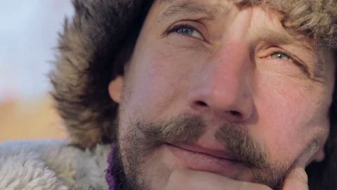 Portrait of a young handsome man with a beard. Video stock 72038712