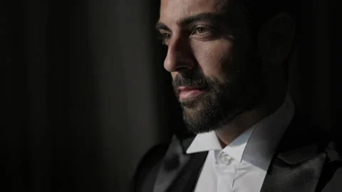 Portrait Of Young Handsome Man Of Eastern Nationality. Vidéo 153750257