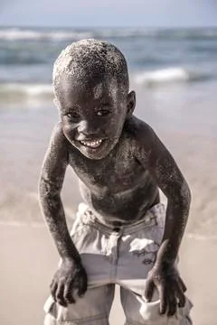 Portrait of a young kid smiling at the camera, Senegal Stock Photos