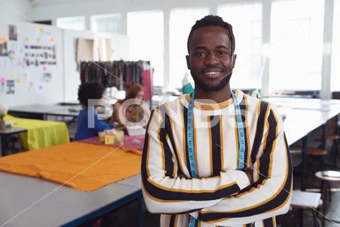 Portrait of a young male fashion student at college Stock Photos