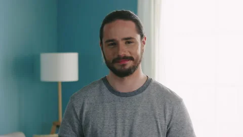 Portrait of Young Man with Beard Vídeo Stock 132438559