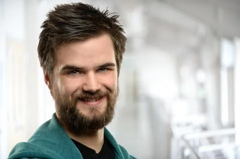 Portrait of Young Man with Beard Stock Photos