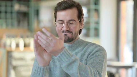 Portrait of Young Man Clapping, Appreciating Stock Footage 144920202