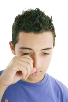 Portrait of young man crying Stock Photos