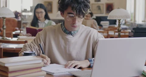 Portrait of young man diligent student s... | Stock Video | Pond5