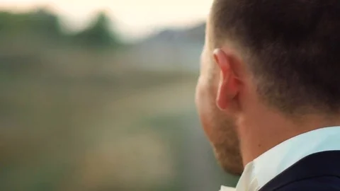 Portrait of Young Man, he going, smiling and look in camera closeup. Slow motion Stock Footage 82838824