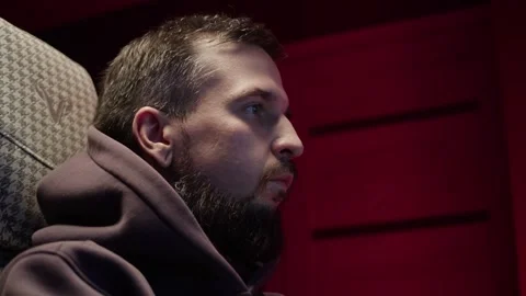 Portrait of young man looking at computer close-up .Gamer playing video games Stock Footage 269451668