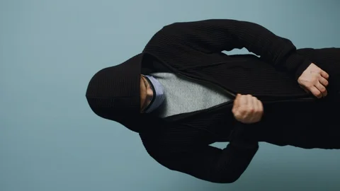 Portrait of Young Man in Protective Mask and Hoodie Stock-Footage 128518320