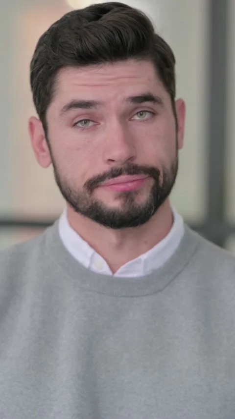 Portrait of Young Man Shaking Head as No Sign, Denial, Vertical Video Vídeo Stock 339582929