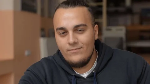 Portrait of a young man showing thumb Stock Footage 80342456