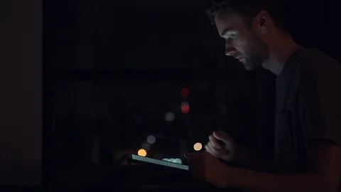  Portrait of Young Man Surfing On the Tablet In The Office or Remote Workplace 4 Stock Footage 120360740