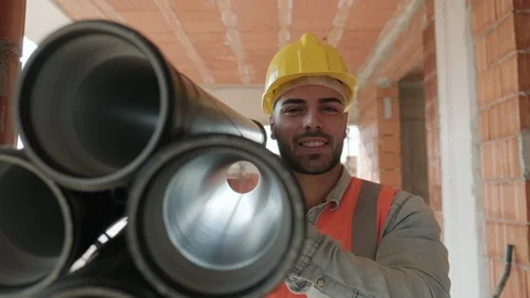 Portrait Of Young Man Working In Construction Site Video stock 98290346