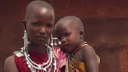 Portrait Of Young Masai Woman And Child In Tanzania Stock Footage