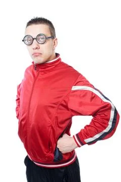 Portrait of a young nerd Stock Photos