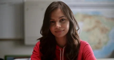 Portrait of young student in class 스톡 동영상 118141560