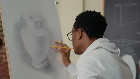Portrait of young student learning to dr... | Stock Video | Pond5