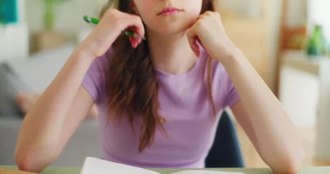 Portrait of a Young Student While Doing Math Homework Stock Footage 277147507