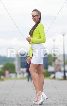 Portrait of young stylish girl Stock Photos