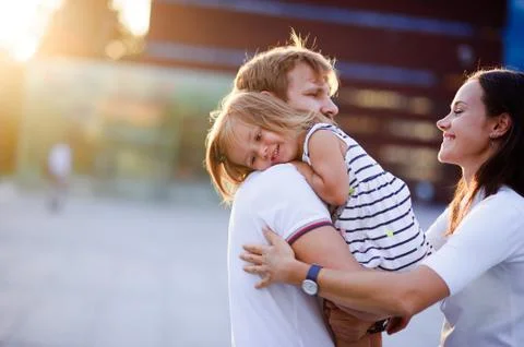 Portrait of a young united family. Stock Photos