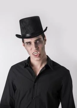 Portrait of a Young Vampire Man with High Hat Stock Photos