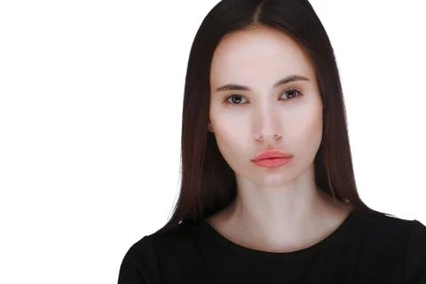 Portrait of a young woman over white background Stock Photos
