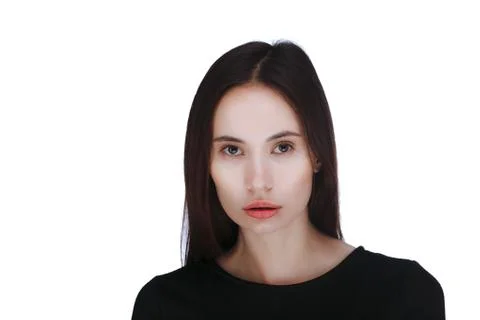 Portrait of a young woman over white background Stock Photos