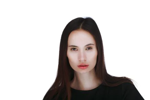 Portrait of a young woman over white background Stock Photos