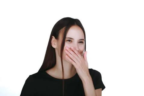 Portrait of a young woman over white background Stock Photos