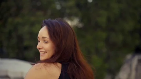 Portrait of a Young Woman in Rome Italy Stock Footage