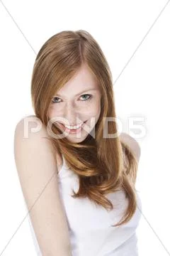 Portrait of young woman smiling, close up Stock Photos