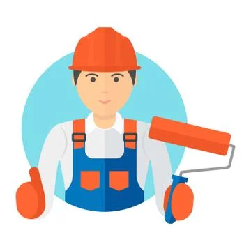 Portrait of a young worker. Builder in a helmet Illustrazione stock