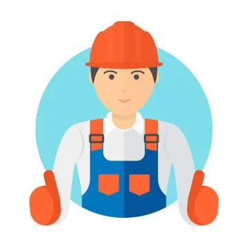 Portrait of a young worker. Builder in a helmet Illustrazione stock