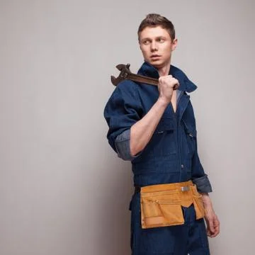 Portrait of young worker Stock Photos