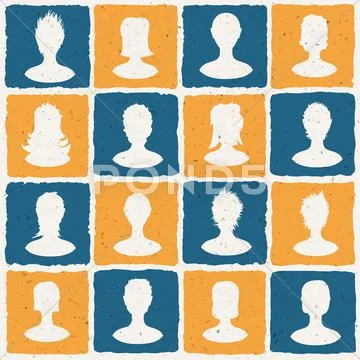 Portraits of many people. social network concept illustration. vector, eps10 Stock Illustration