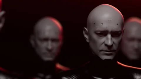 Portraits of Soldiers of the future. a group of bionic people with a confiden Stock Footage 243830234