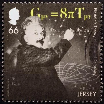 Portrat of Albert Einstein on postage stamp Stock Photos