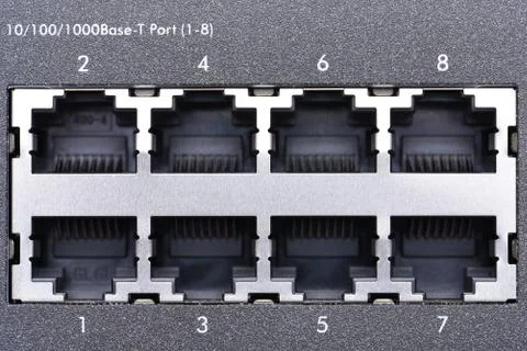 Ports of network switch Stock Photos