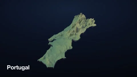 Portugal 3D elevation relief map Vídeos de archivo 340608117